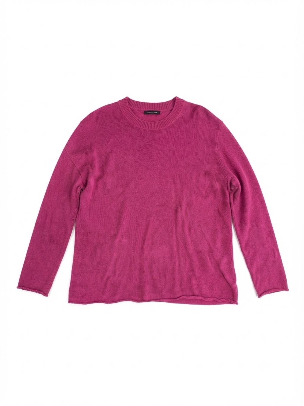 EILEEN FISHER Womens Sweater XS Magenta Pink Organic Cotton Tencel Raw Edge